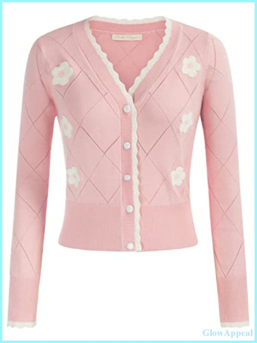 Belle Poque Long Sleeve Cardigan Women V Neck Knit Button Cropped Floral